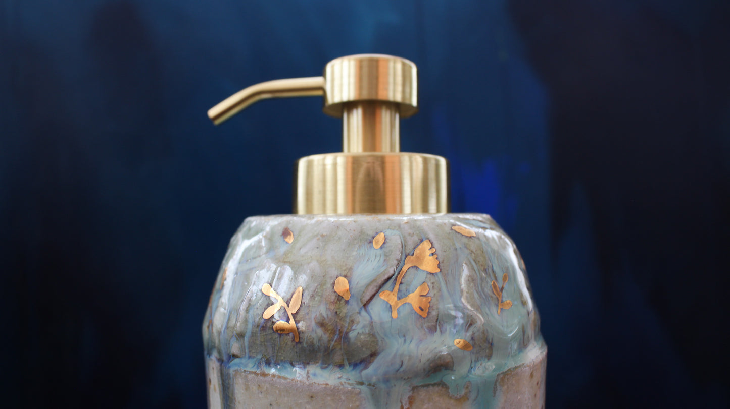 12oz Gold Blossom Soap Dispenser Woodfired