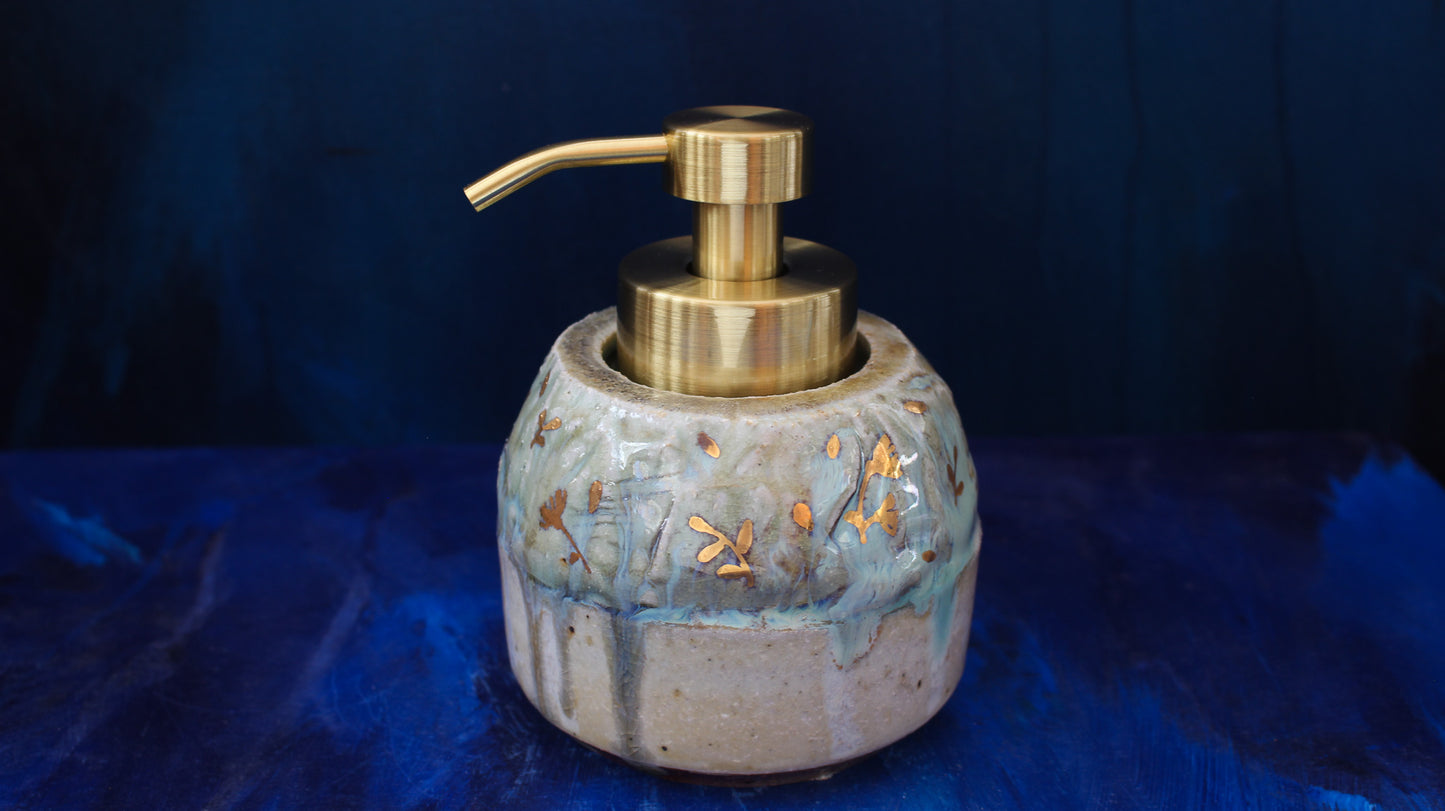 12oz Gold Blossom Soap Dispenser Woodfired