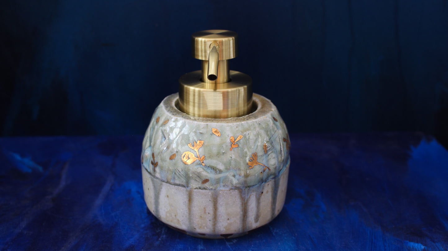 12oz Gold Blossom Soap Dispenser Woodfired
