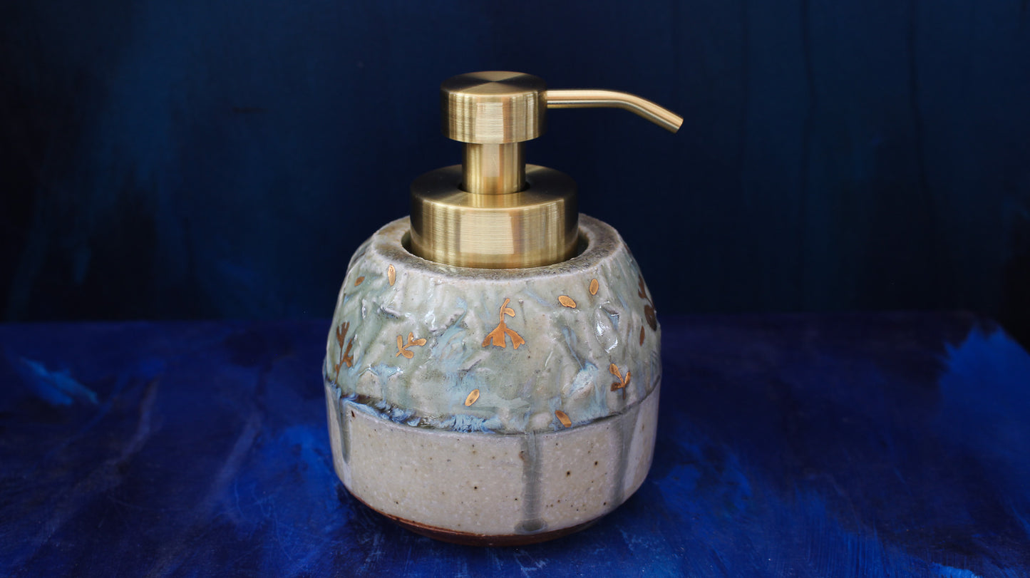 12oz Gold Blossom Soap Dispenser Woodfired