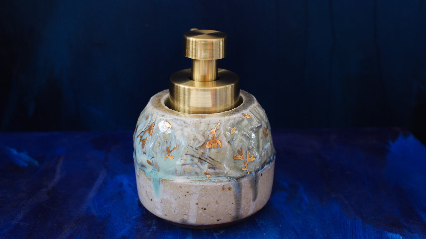 12oz Gold Blossom Soap Dispenser Woodfired