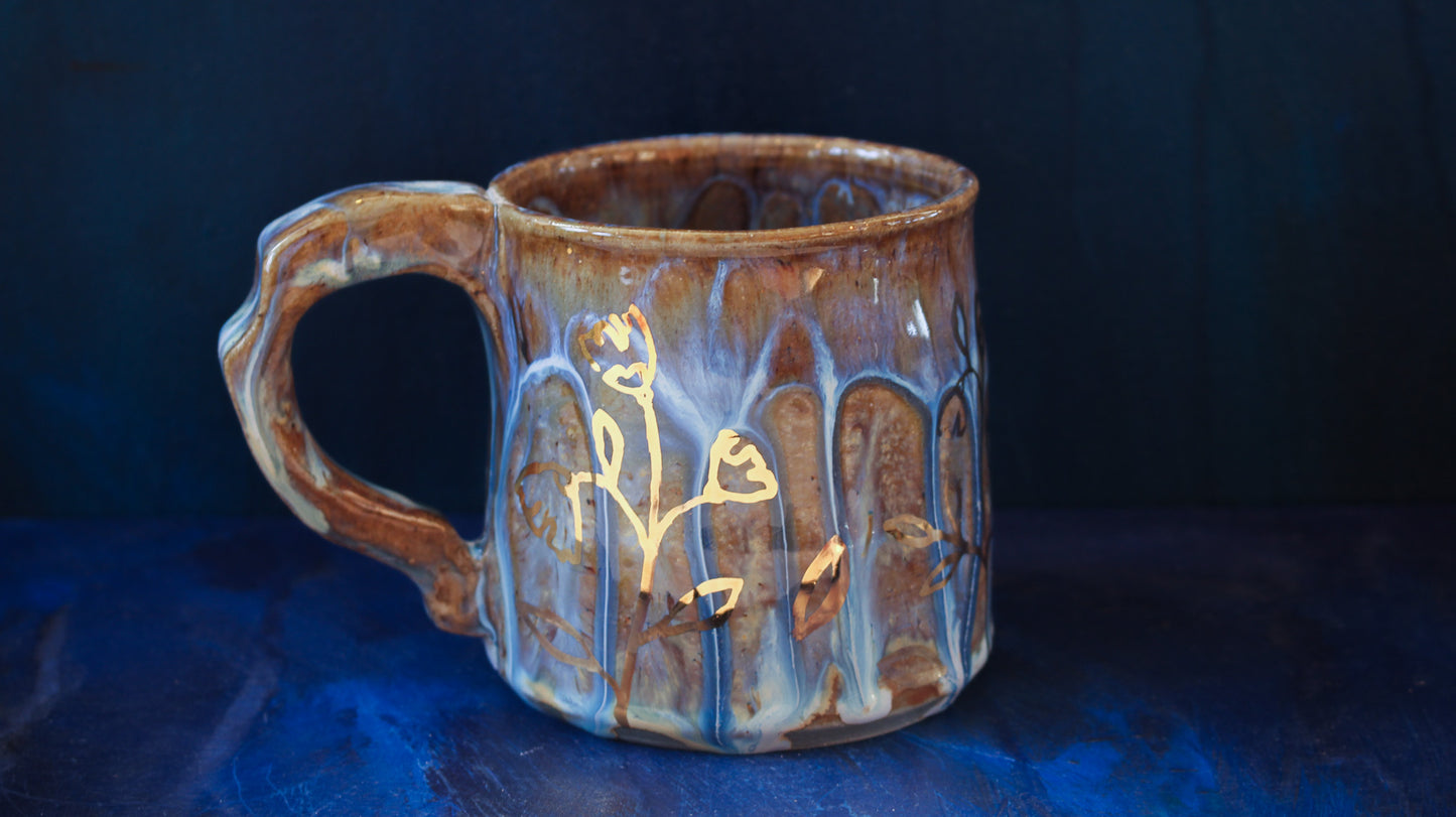 13oz Golden Drip Blossom Mug