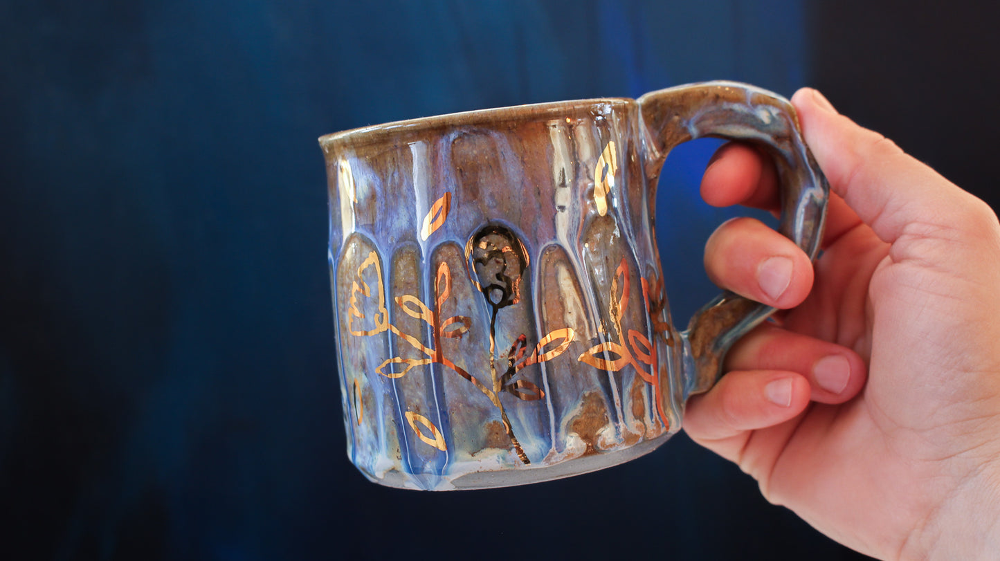 13oz Golden Drip Blossom Mug