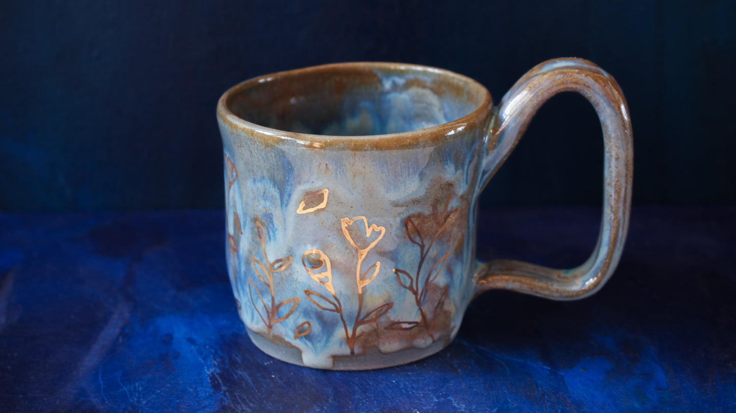 8oz Golden Drip Blossom Mug