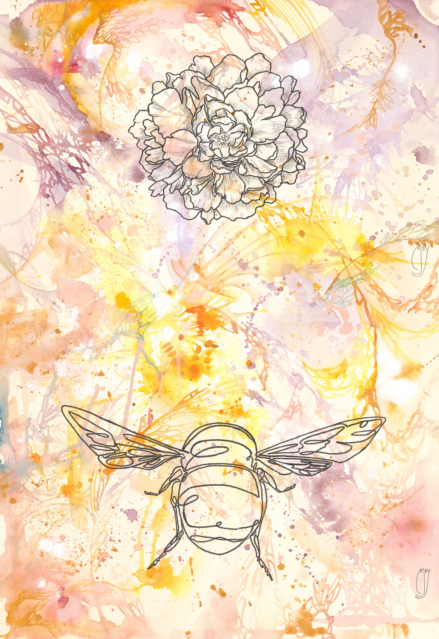 Bumble Bees & Peonies